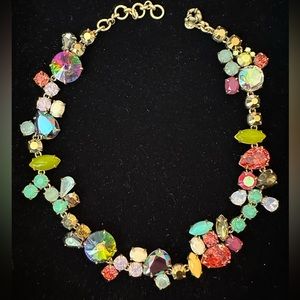 J Crew Multi Colored Crystal Statement Necklace